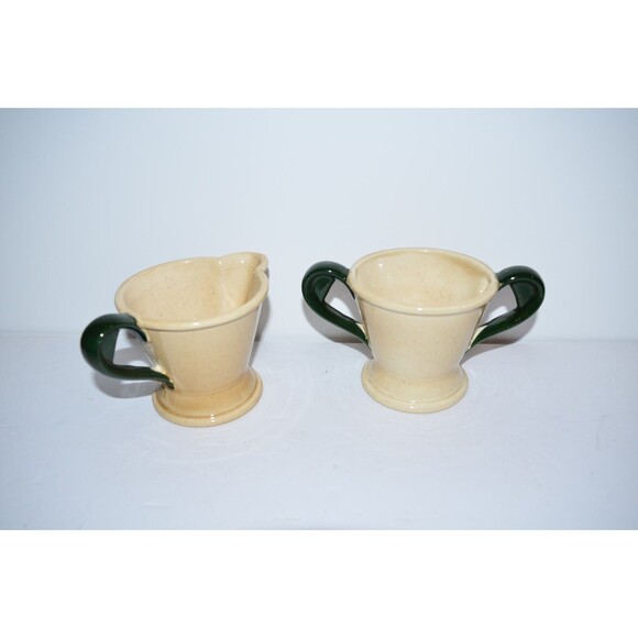 Poppytrail  Metlox Homestead Provincial Green Red Yellow Sugar Creamer Set Vtg - Picture 4 of 9